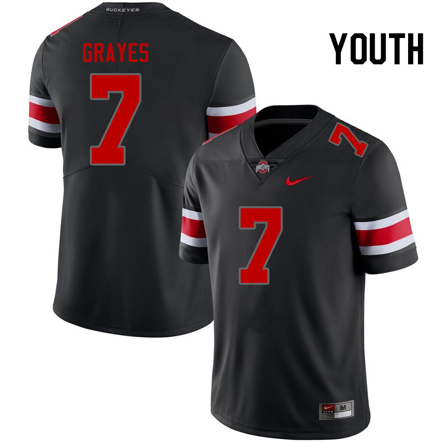 Youth #7 Kyion Grayes Ohio State Buckeyes College Football Jerseys Stitched-Blackout